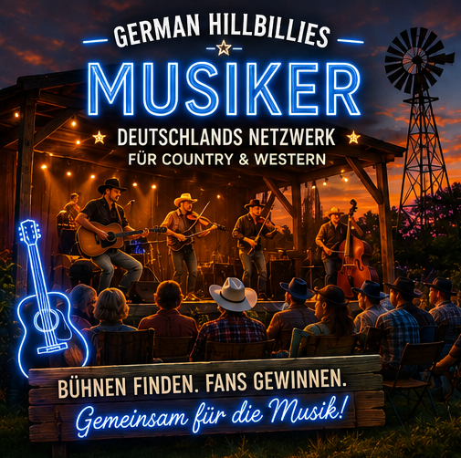 Country-Fans sitzen am Lagerfeuer und lachen